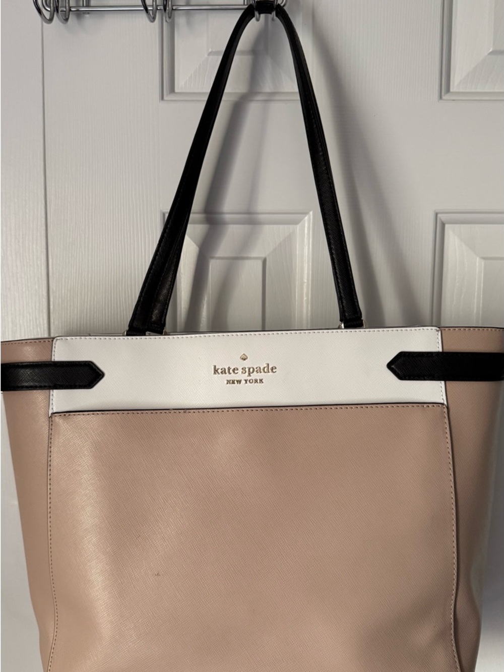 kate spade Blush, White & Black Leather Tote